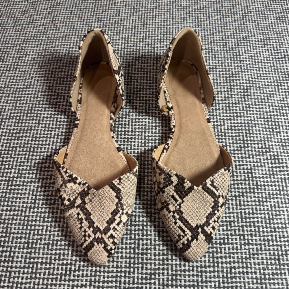 Old Navy Womens Snakeskin Print D'Orsay Pointed Toe Flats Size 8.5 Neutral Brown